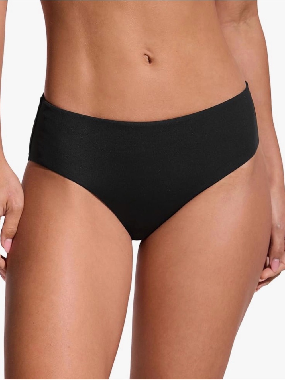 CRZ YOGA Mid Waisted Black Seamless Bikini Bottoms